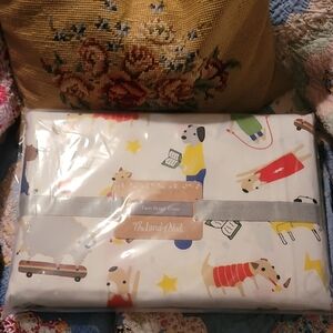 The Land of Nod Colorful Dog Print Twin Duvet Cover Organic Cotton